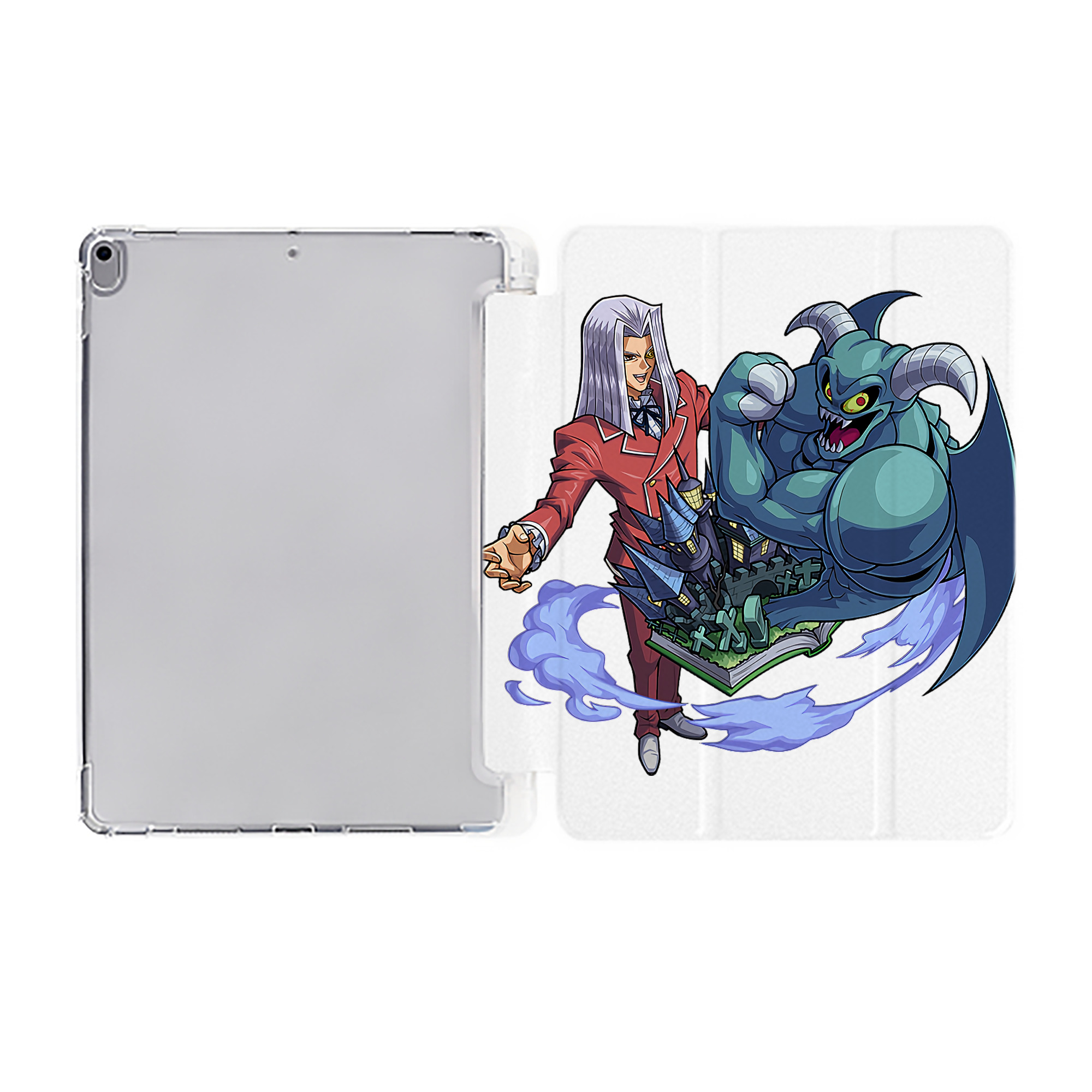 （画像用） 遊☆戯☆王 Yu-Gi-Oh! IPad ケース ペン収納付き 三つ折りスタンド PUレザー×シリコン 対応機種9.5/10.5/10.9インチ